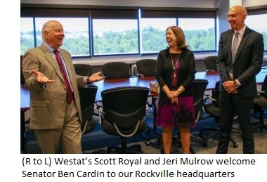 (R to L) Westat’s Scott Royal and Jeri Mulrow welcome Senator Ben Cardin to our Rockville headquarters