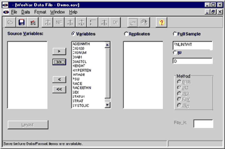 Data File screen