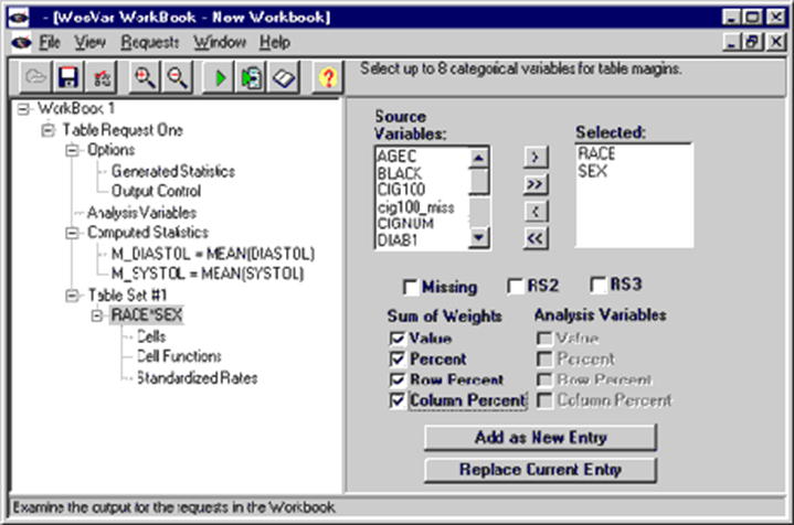 WesVar Workbook screenshot